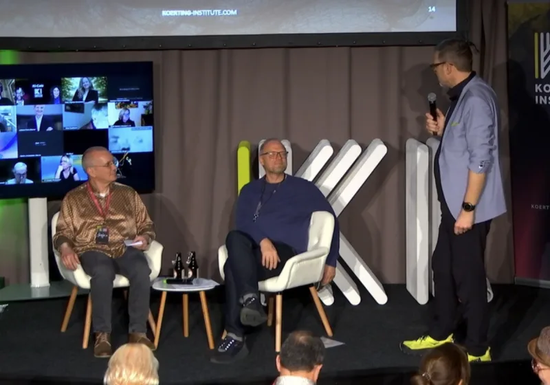 Stefan Weimar mit Frank Petermann beim KI Summit des Koerting Instituts – Vortrag über Fine-Tuning für KI-Bier-Rezepte, Januar 2026