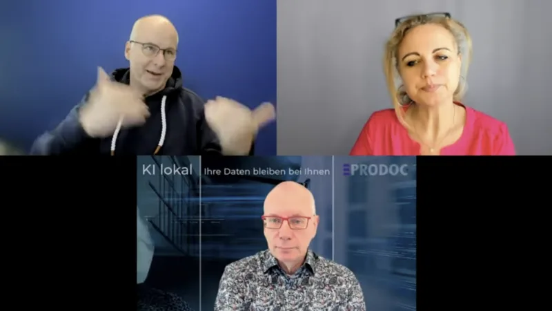 Stefan Weimar im KI-Talk mit Heike Bruckhuisen und Thomas Hruska – Zoom-Screenshot, 8. Mai 2026